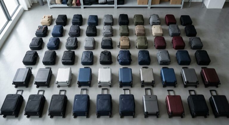 A Backpack Order from Guangzhou, Traced from Enquiry to Delivery - Backpacks and rolling luggage lined up in a sample showroom