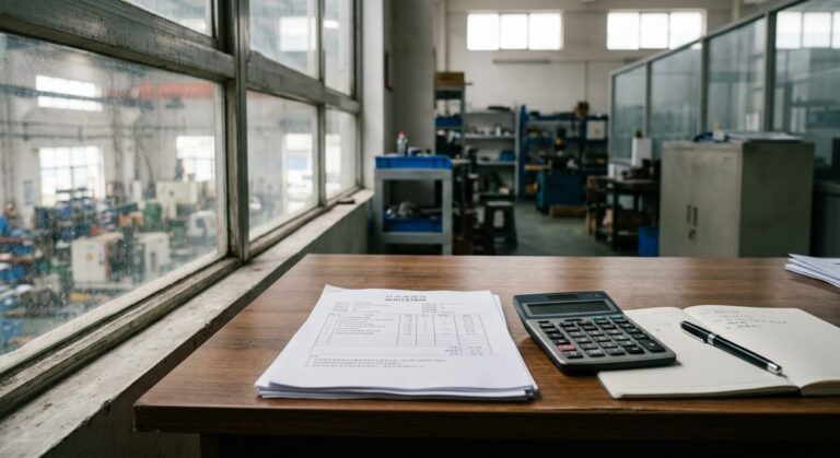 Why Two Suppliers Quote the Same Product So Differently - A printed quotation, calculator and pen on a factory office desk