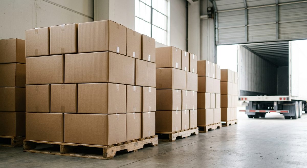 What Buyers Get Wrong About Prices in Guangzhou - Palletised export cartons staged at a warehouse loading dock