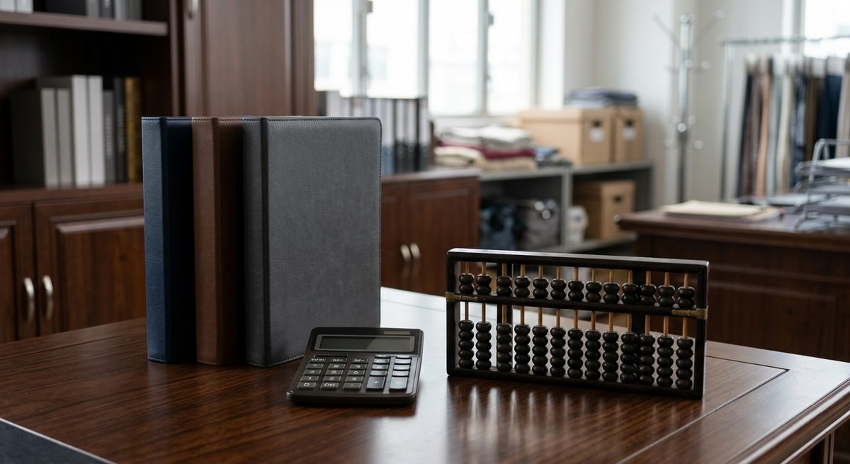Holding Back the Balance Payment: When It Works - An abacus, a calculator and quotation folders on a dark wooden desk