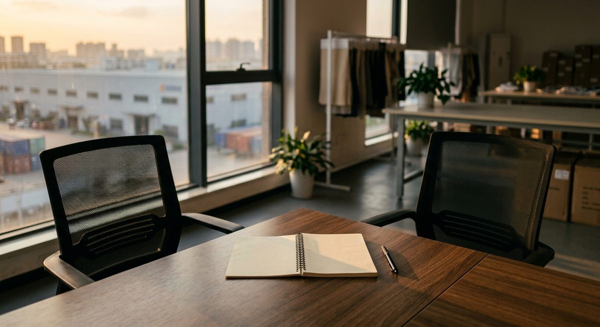 Translation Is Not the Hard Part of Buying in China - Two chairs at a meeting table with a notepad between them
