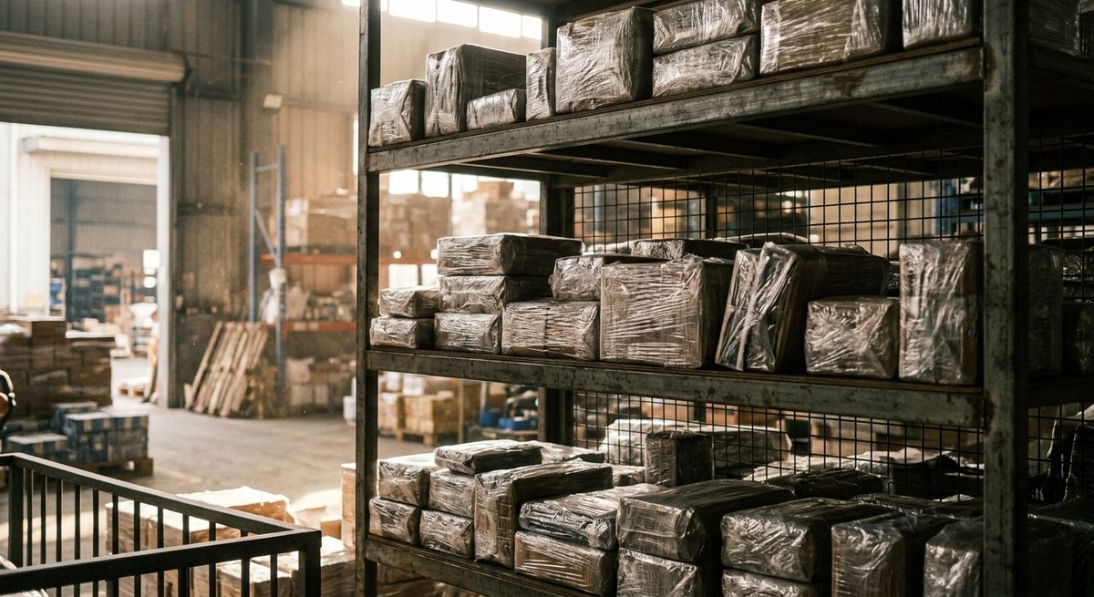 Golden Samples: Keeping Everyone Honest for Two Years - Labelled reference samples wrapped in film on a metal shelf