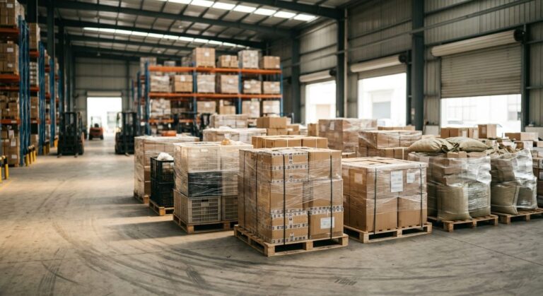 Warehouse Time in Guangzhou: What It Costs and Saves - A consolidation warehouse with pallets from several suppliers staged together