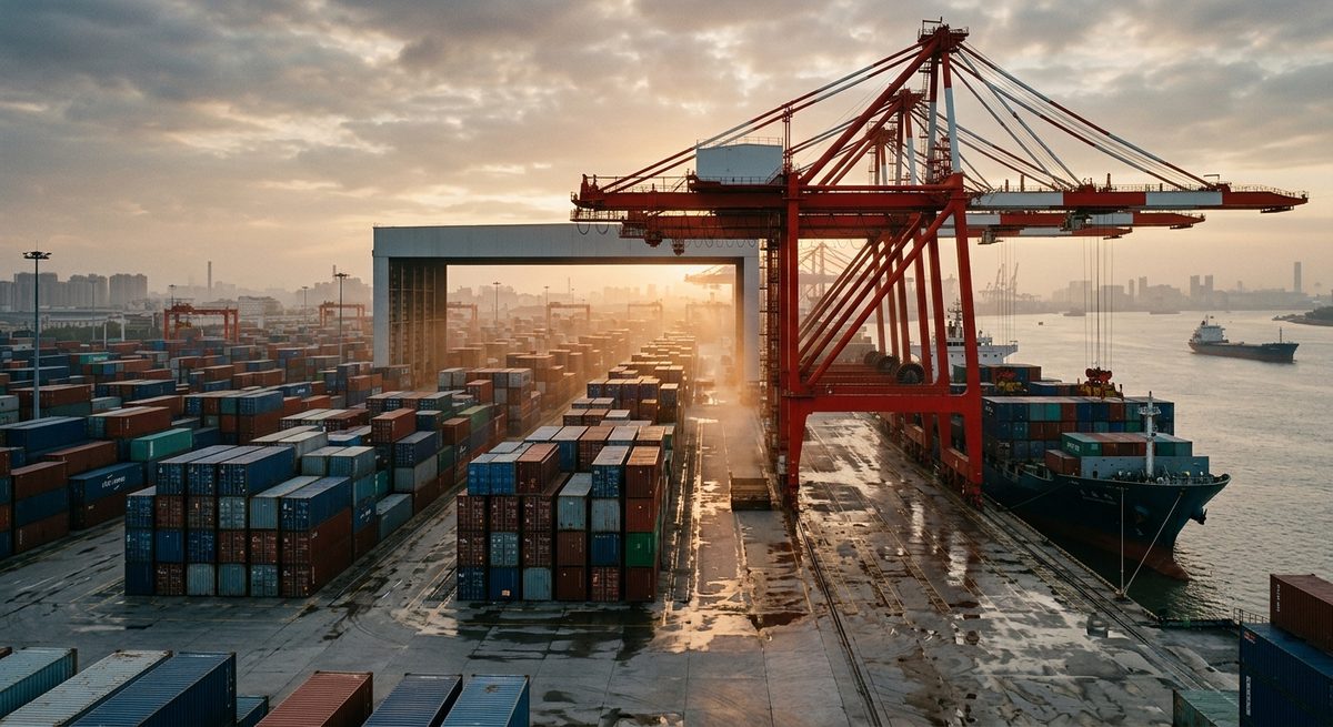 Sea, Air or Rail: Choosing Without Guessing - Stacked shipping containers and a gantry crane at a container terminal
