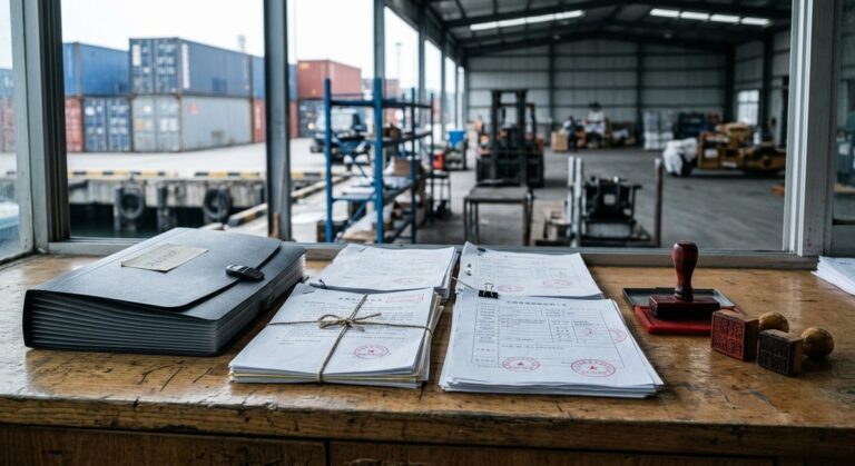 Customs Paperwork Buyers Should Collect Before Shipping - Export documents, stamps and a folder on a freight office counter