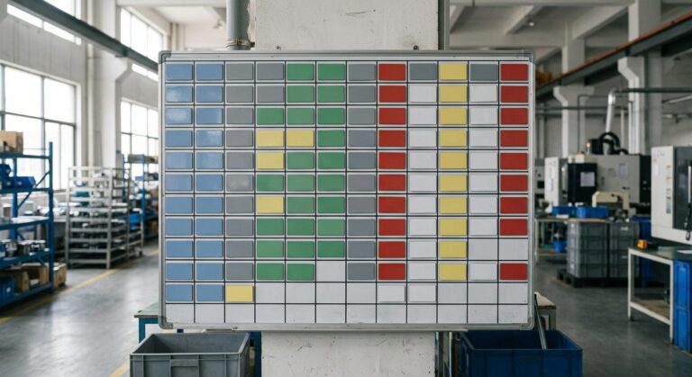 How Buyers Get Priority When a Factory Is Busy - A production planning board covered in magnetic job cards