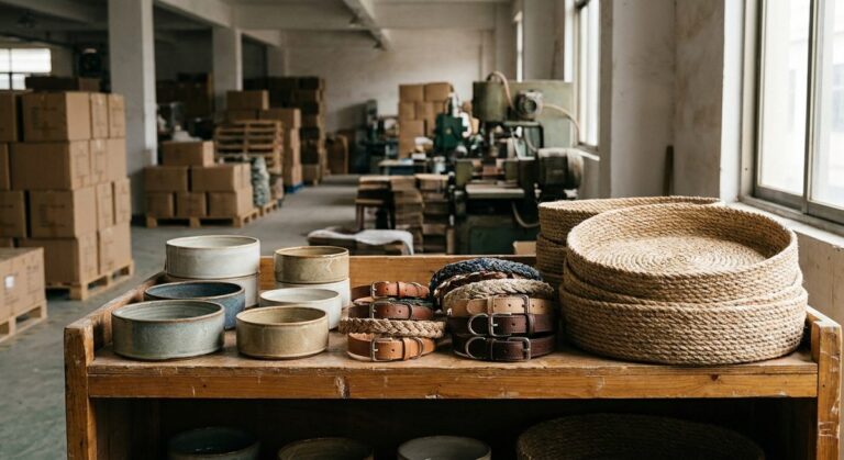 Ordering Pet Supplies from Guangzhou: A Practical Guide - Pet bowls, collars and woven pet beds arranged on a shelf