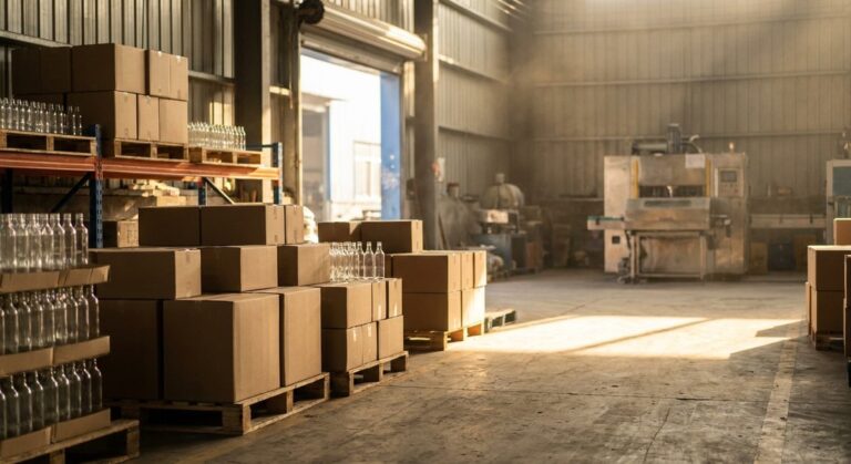 Private Label Manufacturing in China: How It Really Works - Blank unbranded bottles and boxes staged for a brand photoshoot